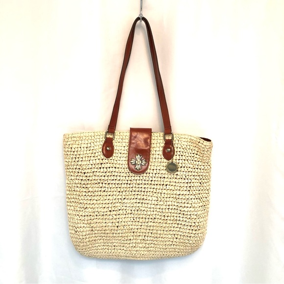 Patricia Nash Handbags - PATRICIA NASH Manarola Tote Purse Paper Rafia w/ Leather Trim
